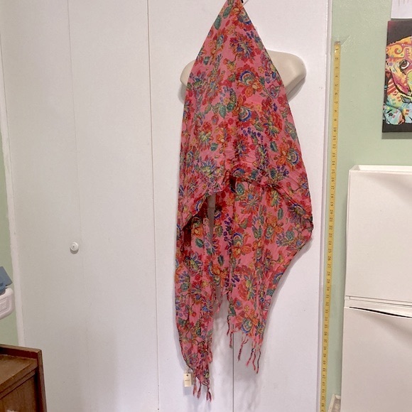 AERIE Pink Colorful Floral Scarf Sarong Wrap Flowers 77 x 26 inches - Picture 4 of 13